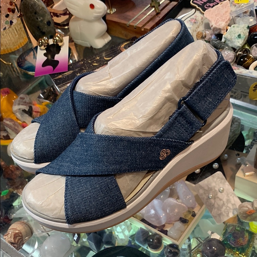 Clarks Cloudsteppers Step Cali Cove Sandal QVC NEW denim